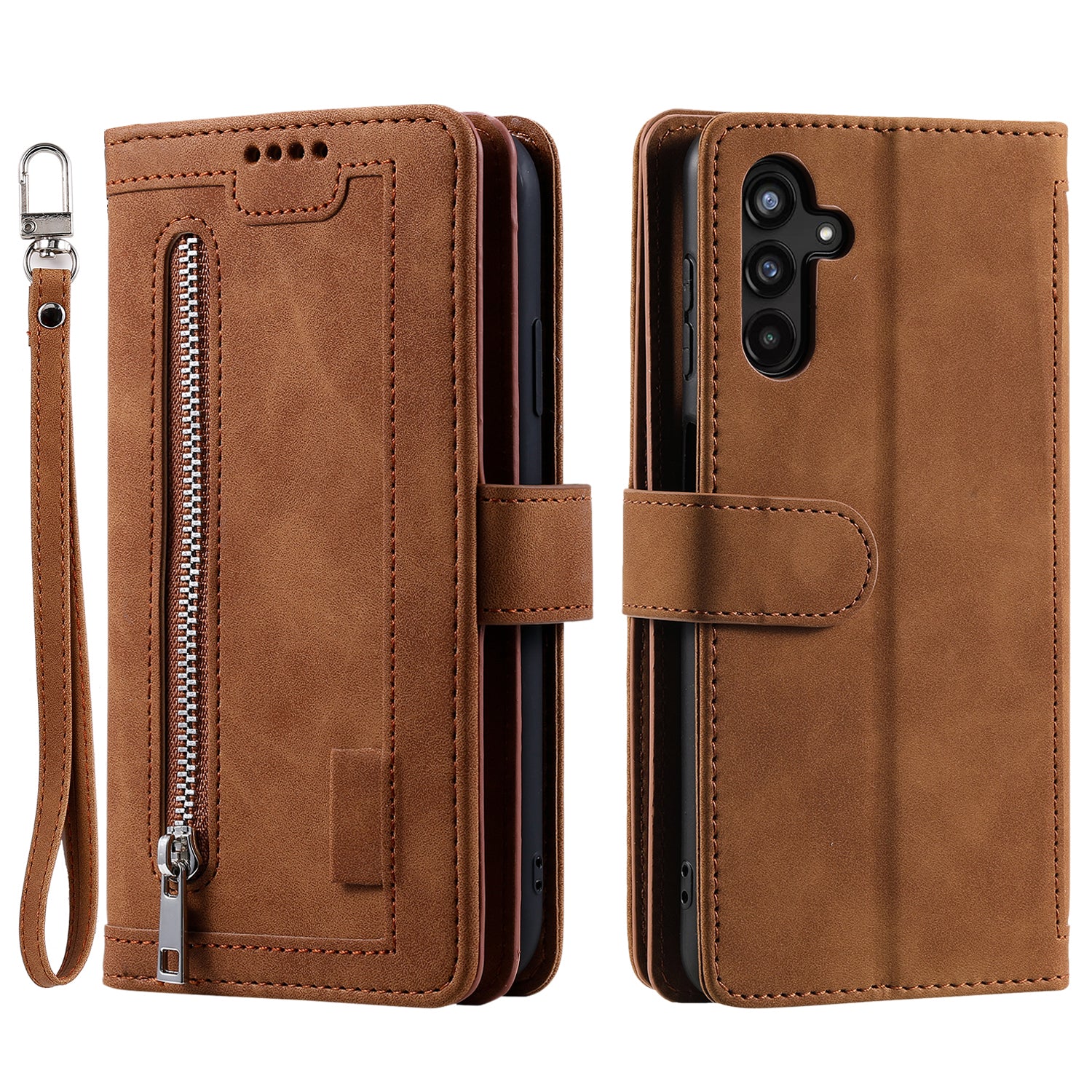 For Samsung Galaxy S23 FE Zipper Pocket PU Leather Phone Case 9 Card Slots Protective Cover For Samsung Galaxy S23 FE Zipper Pocket PU Leather Phone Case 9 Card Slots Protective Cover